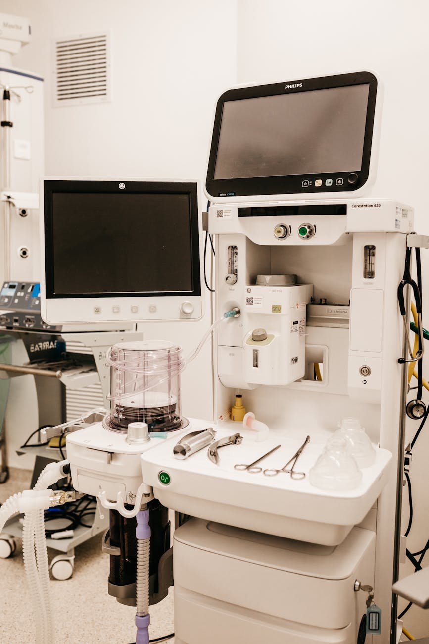 hospital equipment with monitors
